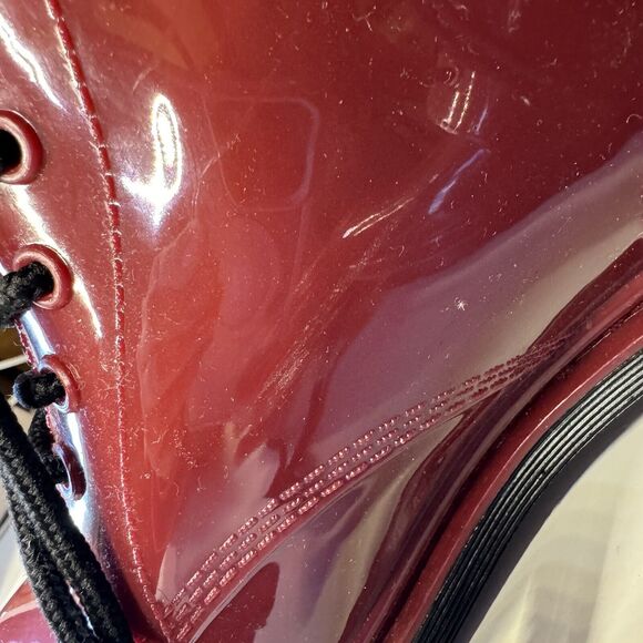 Michael Kors Tavie Burgundy Patent Lace-Up Rain Boots Womens 9 Combat Style - Picture 12 of 15